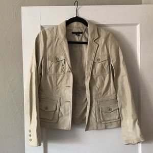 Theory women’s cream leather jacket, size 6